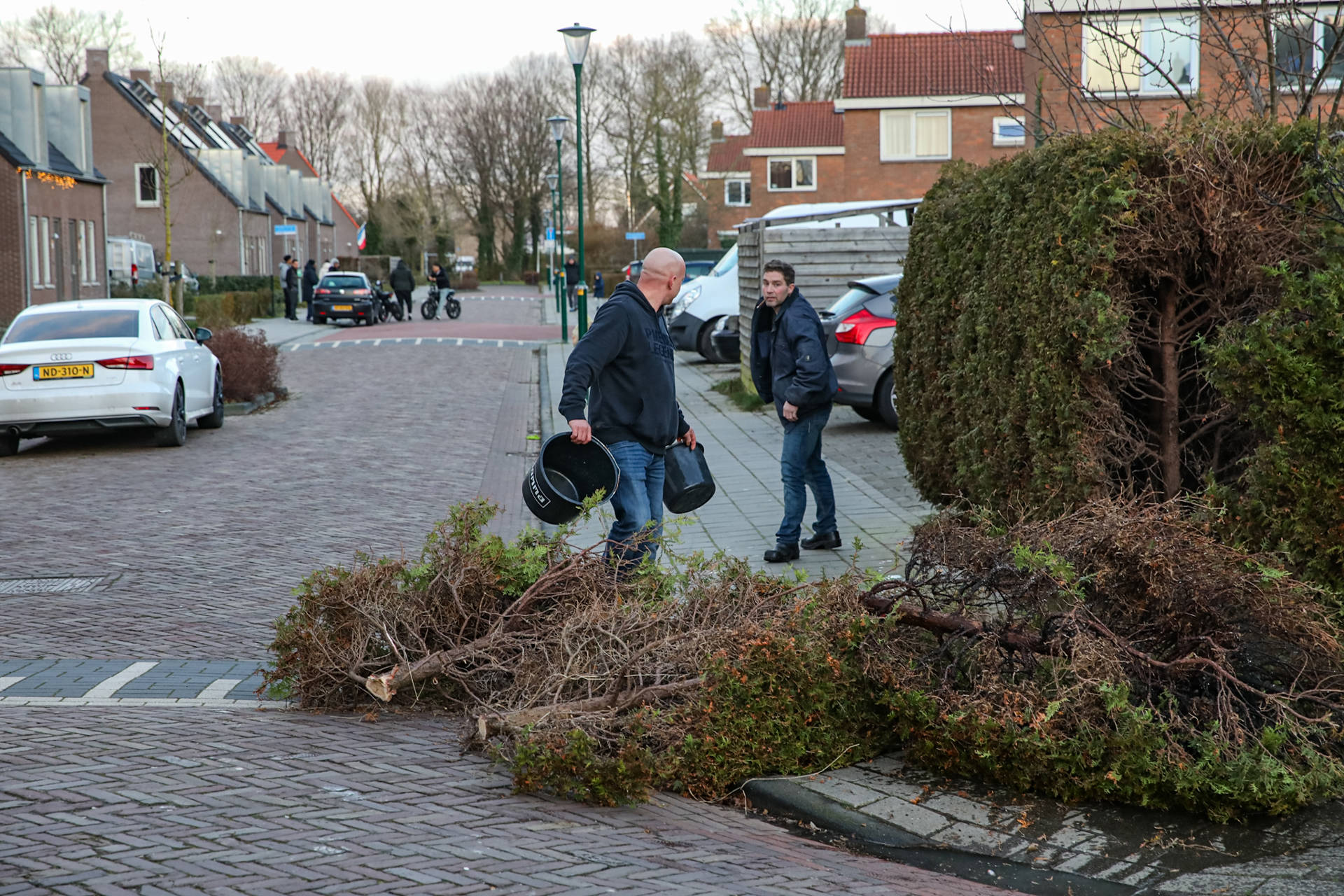 Coniferenbrand bij woning snel geblust door bewoner